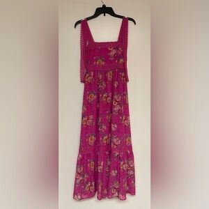 Dry Goods Pink and Orange Tiered Maxi Sundress size M